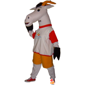 Geit mascotte, grijze en witte geit. Mascot Biquette - MASFR032141 - Mascottes en geiten Geiten