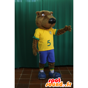 Bever mascotte, bruine beer Voetbal van de Holding - MASFR032142 - Beaver Mascot