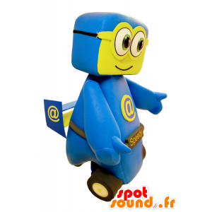 Sininen ja keltainen auto maskotti. Speedy Mascotte - MASFR032143 - Mascottes d'objets