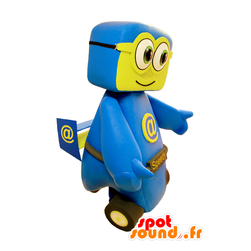 Blu e giallo auto mascotte. Speedy Mascotte - MASFR032143 - Mascotte di oggetti