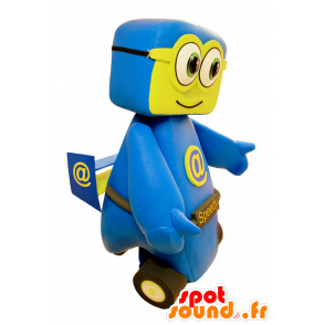 Mascotte de voiture bleue et jaune. Mascotte Speedy - MASFR032143 - Mascottes d'objets