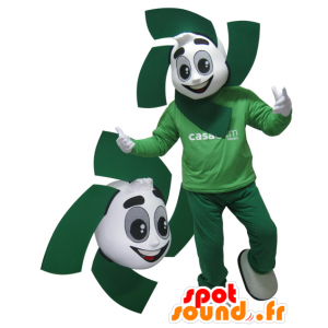 Biały i zielony człowiek maskotka. zielona maskotka - MASFR032147 - Mężczyzna Maskotki