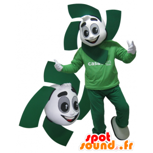 Mascotte de bonhomme blanc et vert. Mascotte écolo - MASFR032147 - Mascottes Homme