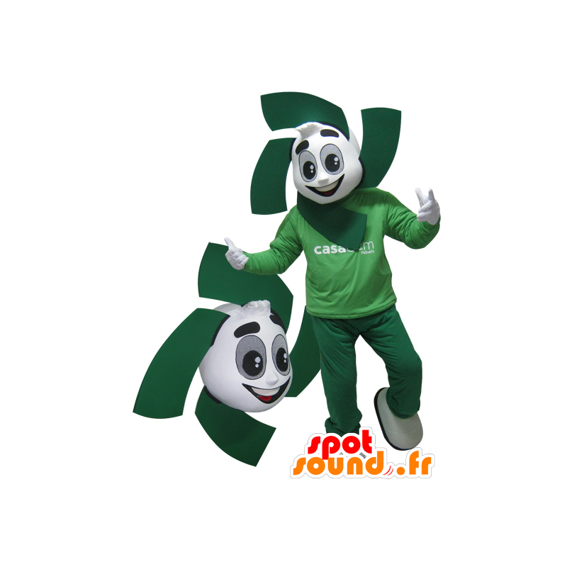 Mascotte de bonhomme blanc et vert. Mascotte écolo - MASFR032147 - Mascottes Homme