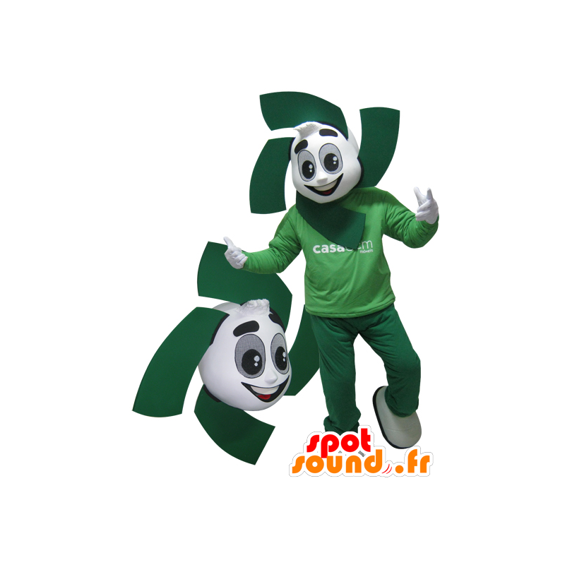 Weiß und grün Mann Maskottchen. grüne Maskottchen - MASFR032147 - Menschliche Maskottchen