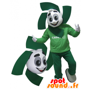 Bílá a zelená muž maskot. zelený maskot - MASFR032147 - Man Maskoti