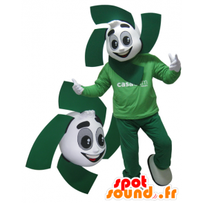 Hvid og grøn snemand maskot. Grøn maskot - Spotsound maskot