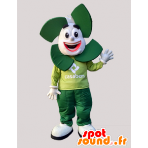 Wit en groen mascotte mens. mascotte Casabem - MASFR032148 - man Mascottes