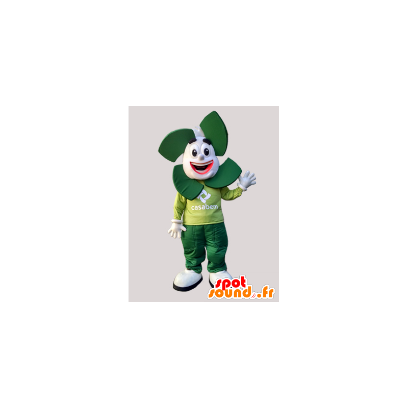 Bianco e verde mascotte. mascotte Casabem - MASFR032148 - Umani mascotte
