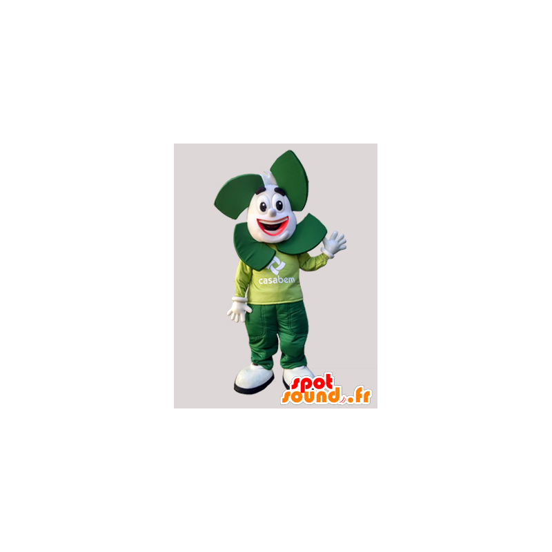 Mascotte de bonhomme blanc et vert. Mascotte Casabem - MASFR032148 - Mascottes Homme