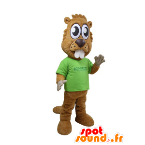 Brun bever maskot med store tenner og store øyne - MASFR032150 - Beaver Mascot