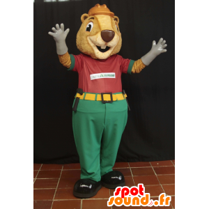 Beige bever mascotte werknemer gehouden - MASFR032151 - Beaver Mascot