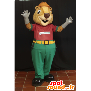 Beige beaver mascot worker held - MASFR032151 - Beaver mascots