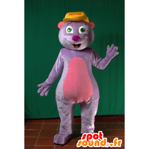 Mascot taupe violet and pink, cute and funny - MASFR032152 - Animals of the forest