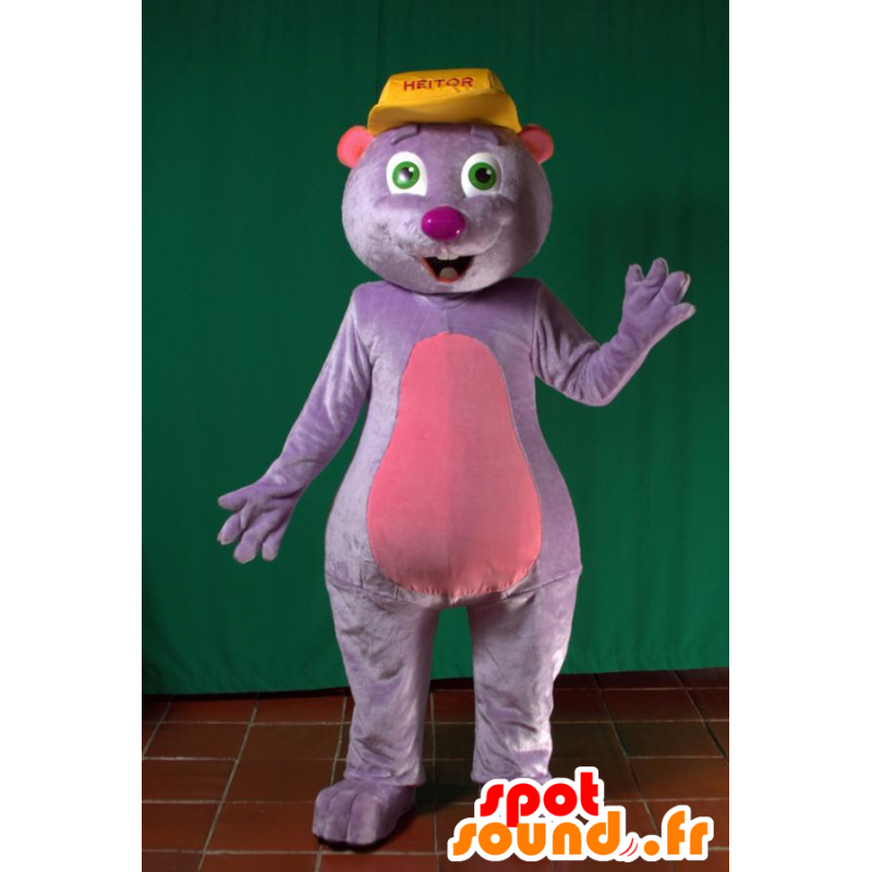 Mascotte taupe viola e rosa, carino e divertente - Animali della foresta - MASFR032152 - SpotSound.fr