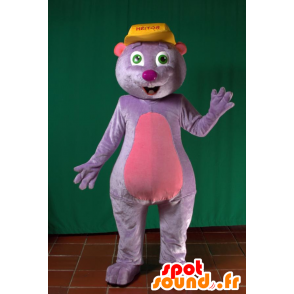 Mascotte taupe viola e rosa, carino e divertente - Animali della foresta - MASFR032152 - SpotSound.fr