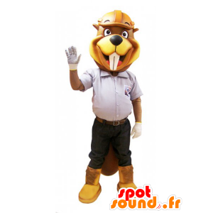 Bever maskot gult og brunt antrekk nettstedet - MASFR032153 - Beaver Mascot