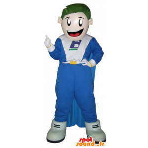 Mascote boneco sorridente com um terno e uma capa - MASFR032155 - Mascotes homem