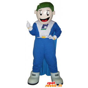 Mascotte de bonhomme souriant avec une combinaison et une cape - MASFR032155 - Mascottes Homme