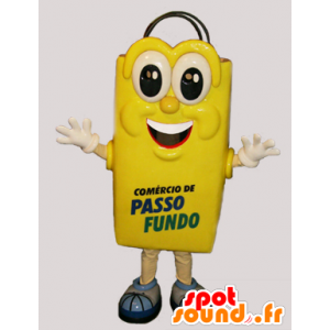 Mascot yellow shopping bag and jovial giant - MASFR032156 - Mascots of objects