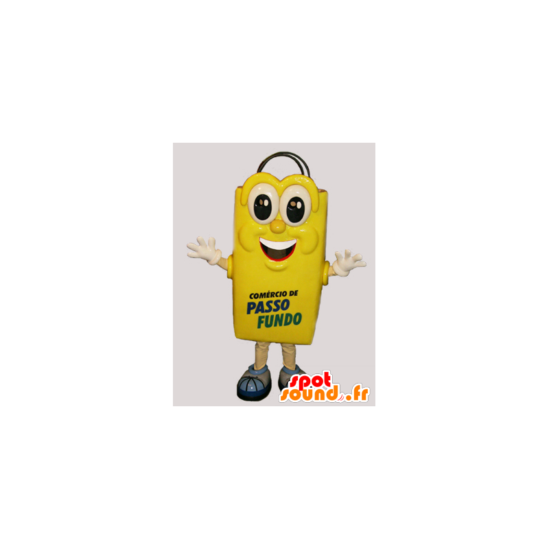 Mascot sacola de compras amarelo e gigante jovial - MASFR032156 - objetos mascotes