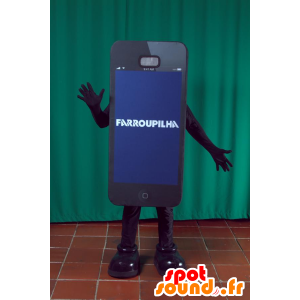 Mascotte zwarte smartphone reus. Mascot telefoon - MASFR032159 - mascottes telefoons