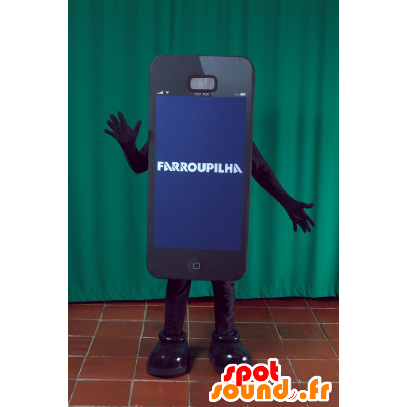 Mascotte zwarte smartphone reus. Mascot telefoon - MASFR032159 - mascottes telefoons