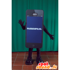 Mascot black smartphone giant. Mascot phone - MASFR032159 - Mascottes de téléphone