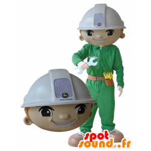 Mascotte d'ouvrier, d'homme avec un casque et un uniforme - MASFR032164 - Mascottes Homme