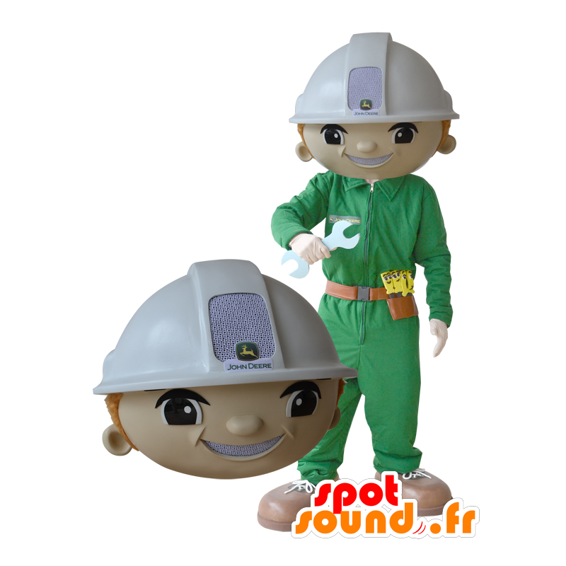 Mascotte d'ouvrier, d'homme avec un casque et un uniforme - MASFR032164 - Mascottes Homme