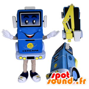 Mascot LKW hebt, blau und gelb - MASFR032165 - Maskottchen von Objekten