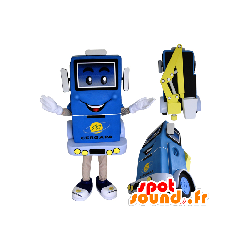Mascot LKW hebt, blau und gelb - MASFR032165 - Maskottchen von Objekten