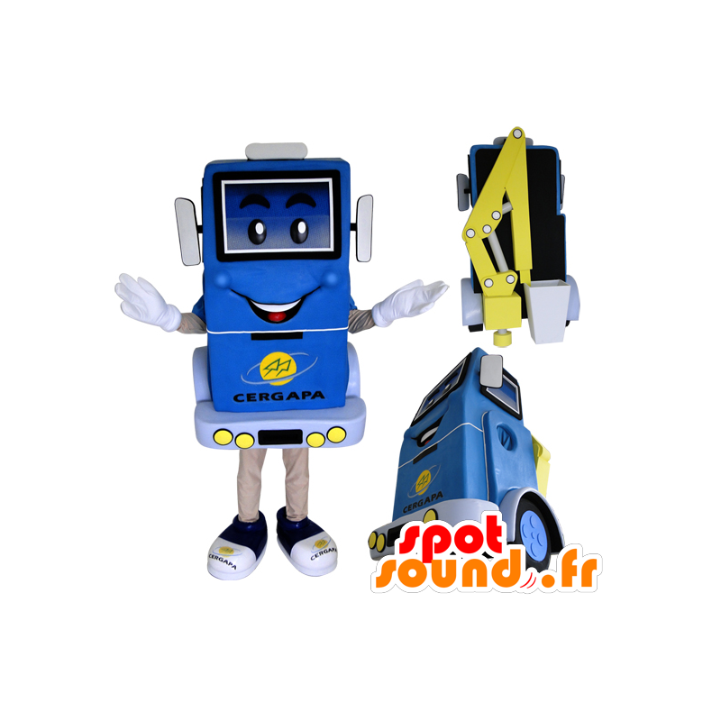 Mascot Truck lifts, blue and yellow - MASFR032165 - Mascots of objects