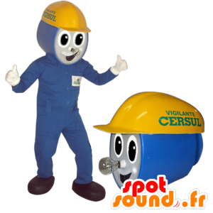 Electrician mascot, workers in blue outfit - MASFR032167 - Human mascots