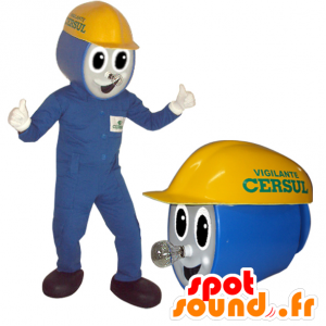 Elektriker Maskottchen, Arbeiter in blauen Outfit - MASFR032167 - Menschliche Maskottchen