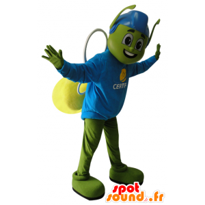 MASCOT zelené a žluté hmyz s modré přilby - MASFR032168 - maskoti Insect