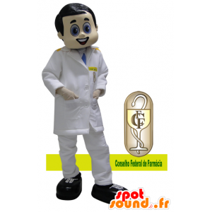 Médico mascote vestida com um casaco branco - MASFR032169 - Mascotes homem