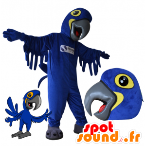 Blå og gul papegøje maskot. Fuglemaskot - Spotsound maskot