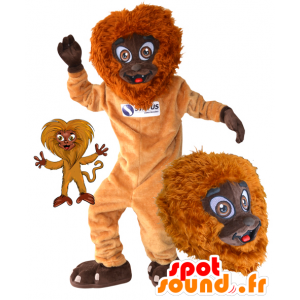 Oranssi apina maskotti ja ruskean, pörröinen ja hauska - MASFR032173 - monkey Maskotteja