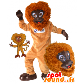 Arancione scimmia mascotte e marrone, peloso e divertimento - MASFR032173 - Scimmia mascotte