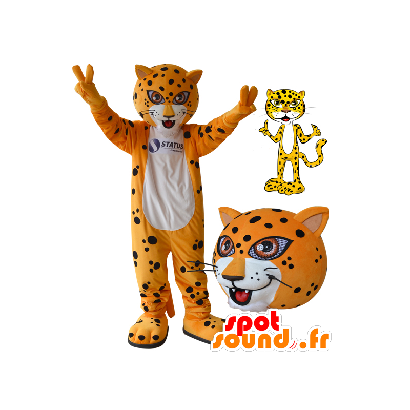 Tiger maskot, orange, vit och svart leopard - Spotsound maskot