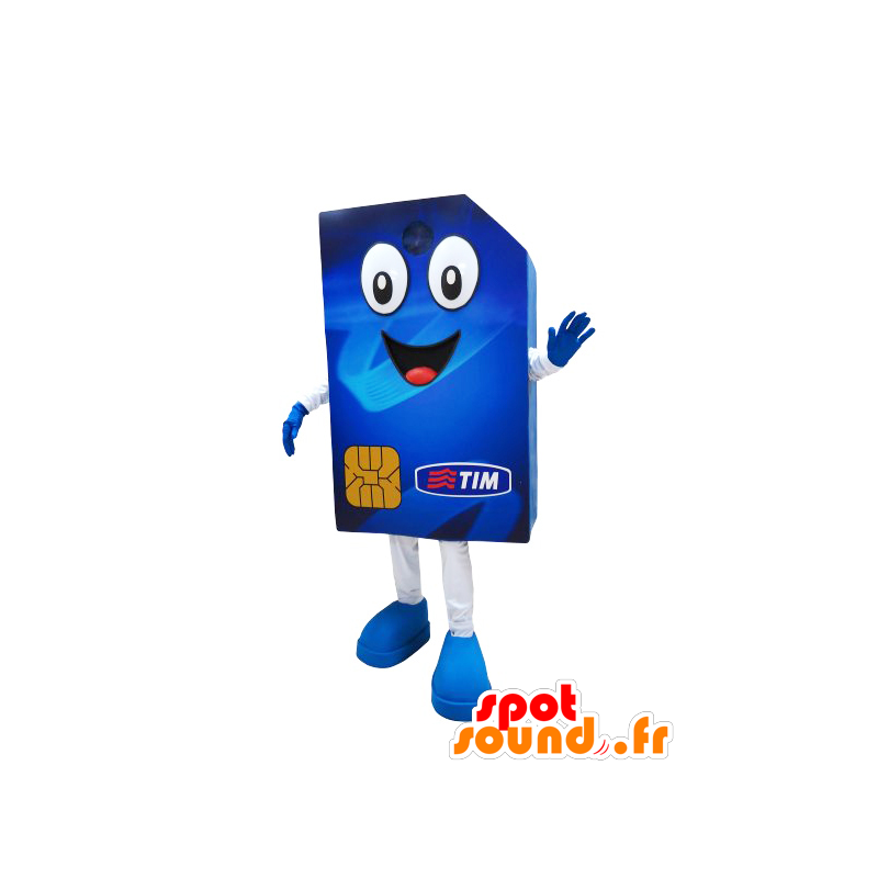 Gigante carta mascotte blu SIM e gioviale - MASFR032178 - Mascottes de téléphone