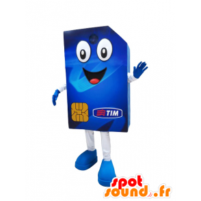 Gigante carta mascotte blu SIM e gioviale - MASFR032178 - Mascottes de téléphone