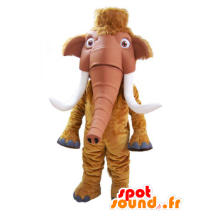 Mascotte de mammouth marron avec de grandes défenses - MASFR032181 - Mascottes animaux disparus
