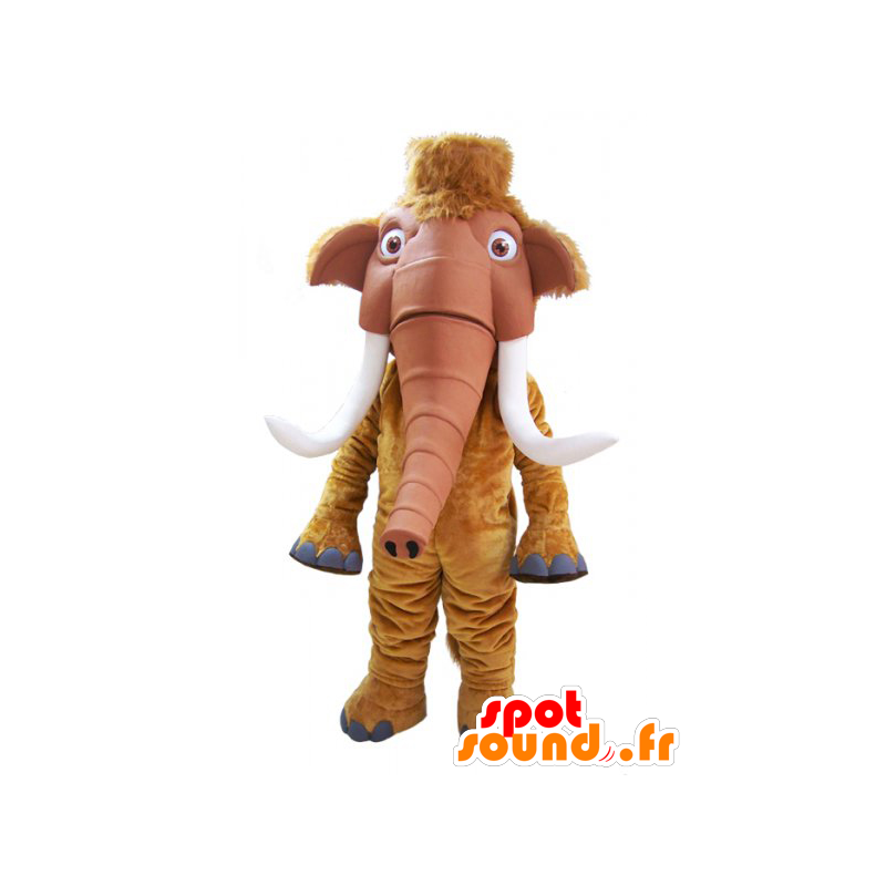 Brown mammoth mascot with large tusks - MASFR032181 - Missing animal mascots