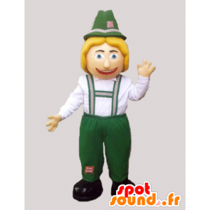 Tyrolska Mascot tradycyjny zielony i biały strój - MASFR032182 - Maskotki człowieka