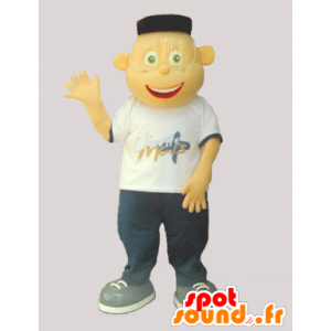 Mascotte de jeune homme, d'adolescent très souriant - MASFR032184 - Mascottes Homme