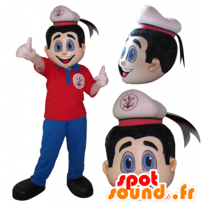 Marine mascotte, matroos gekleed rood en blauw - MASFR032186 - Human Mascottes