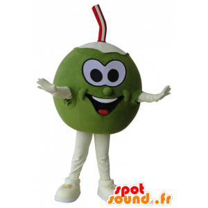 Reus kokosnoot mascotte, groen en wit - MASFR032189 - food mascotte