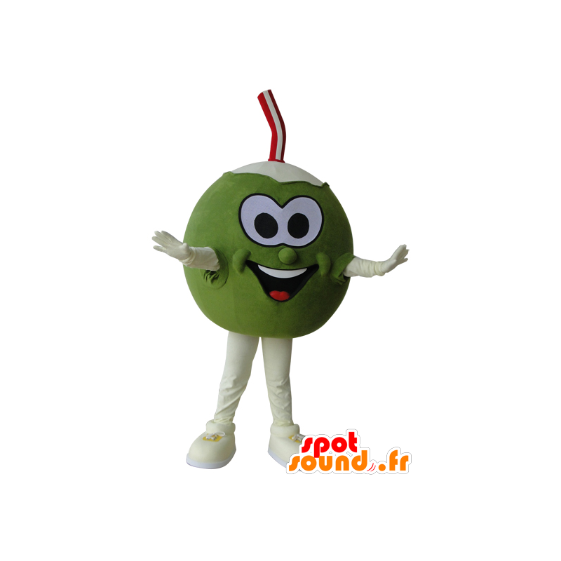 Giant coconut mascot, green and white - MASFR032189 - Food mascot